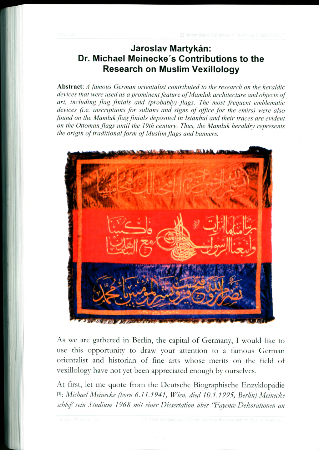 Dr. Michael Meinecke's Contributions to the Research on Muslim Vexillology