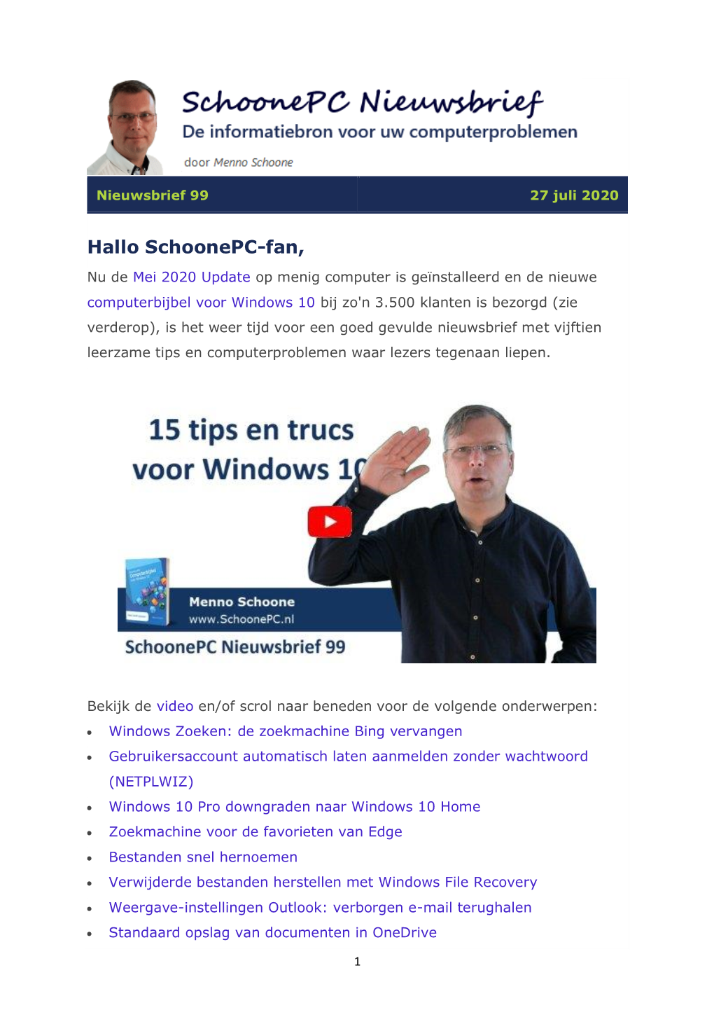 Schoonepc Nieuwsbrief 99