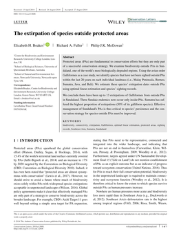 The Extirpation of Species Outside Protected Areas