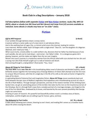 Book Club in a Bag Descriptions – January 2018