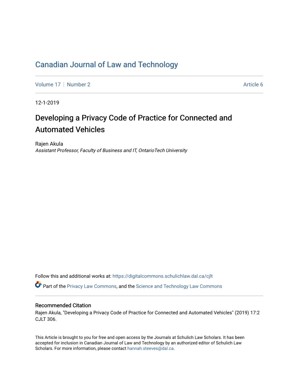 Developing a Privacy Code of Practice for Connected and Automated Vehicles