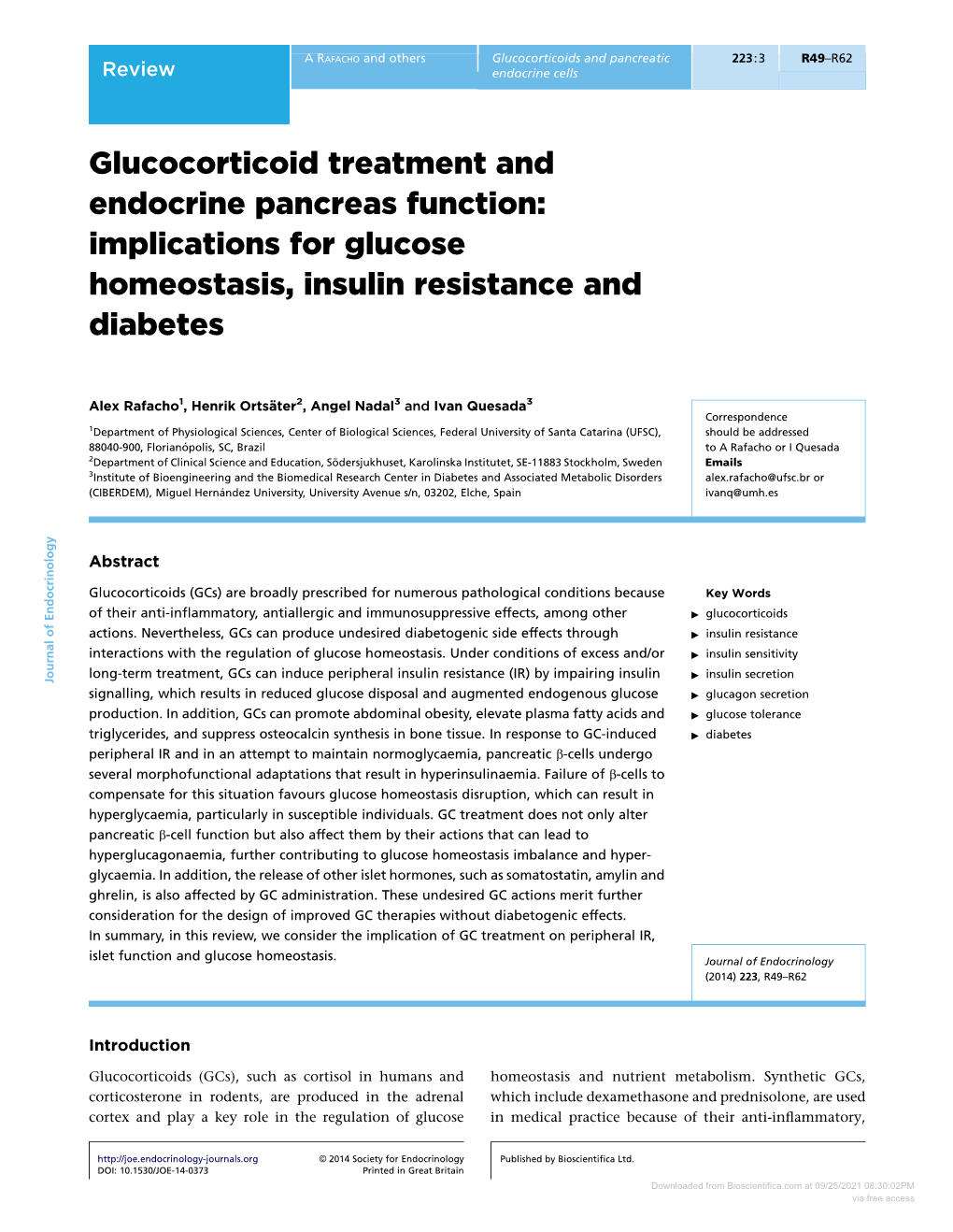 Implications for Glucose Homeostasis, Insulin Resistance and Diabetes