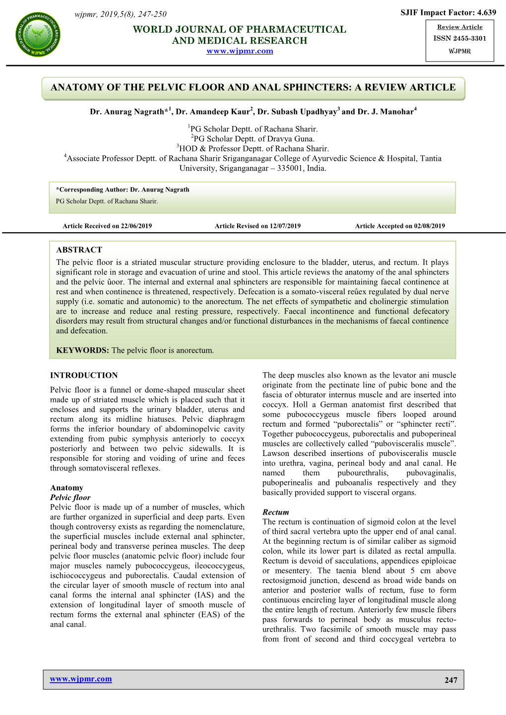 Anatomy of the Pelvic Floor and Anal Sphincters: a Review Article