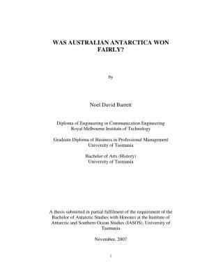 Was Australian Antarctica Won Fairly?