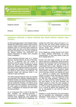 Communicable Diseases Communiqué DECEMBER 2012, Vol