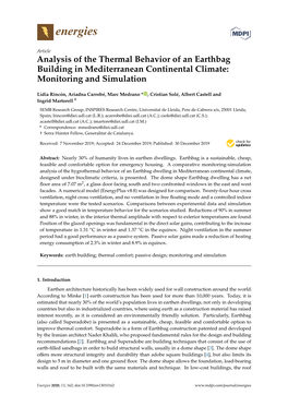 Analysis of the Thermal Behavior of an Earthbag Building in Mediterranean Continental Climate: Monitoring and Simulation