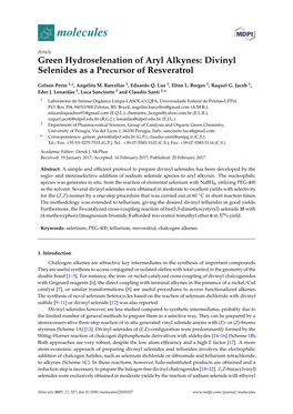 Divinyl Selenides As a Precursor of Resveratrol