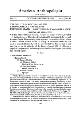 The Dual Organizations of the Ramko'kamekra (Canella) of Northern Brazil