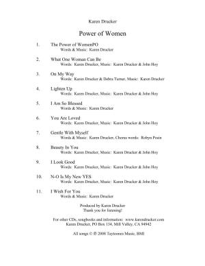 Power of Women Lyric Book