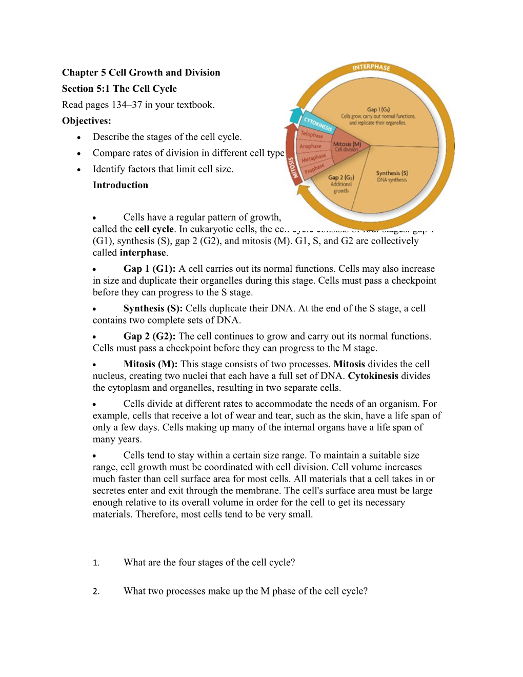 Section 5:1 the Cell Cycle