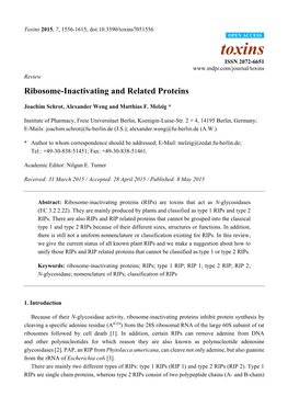 Ribosome-Inactivating and Related Proteins