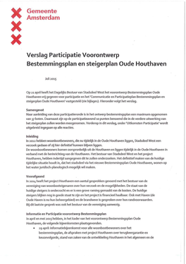 Gemeente Amsterdam Verslag Participatie Voorontwerp