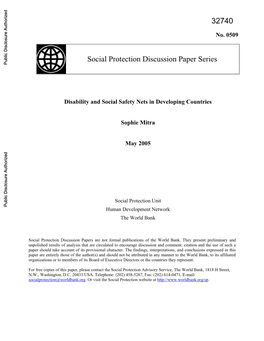 Disability and Social Safety Nets in Developing Countries