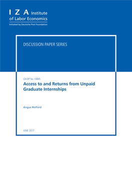 Access to and Returns from Unpaid Graduate Internships