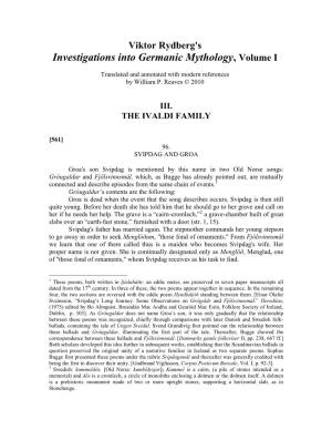 Investigations Into Germanic Mythology, Volume I