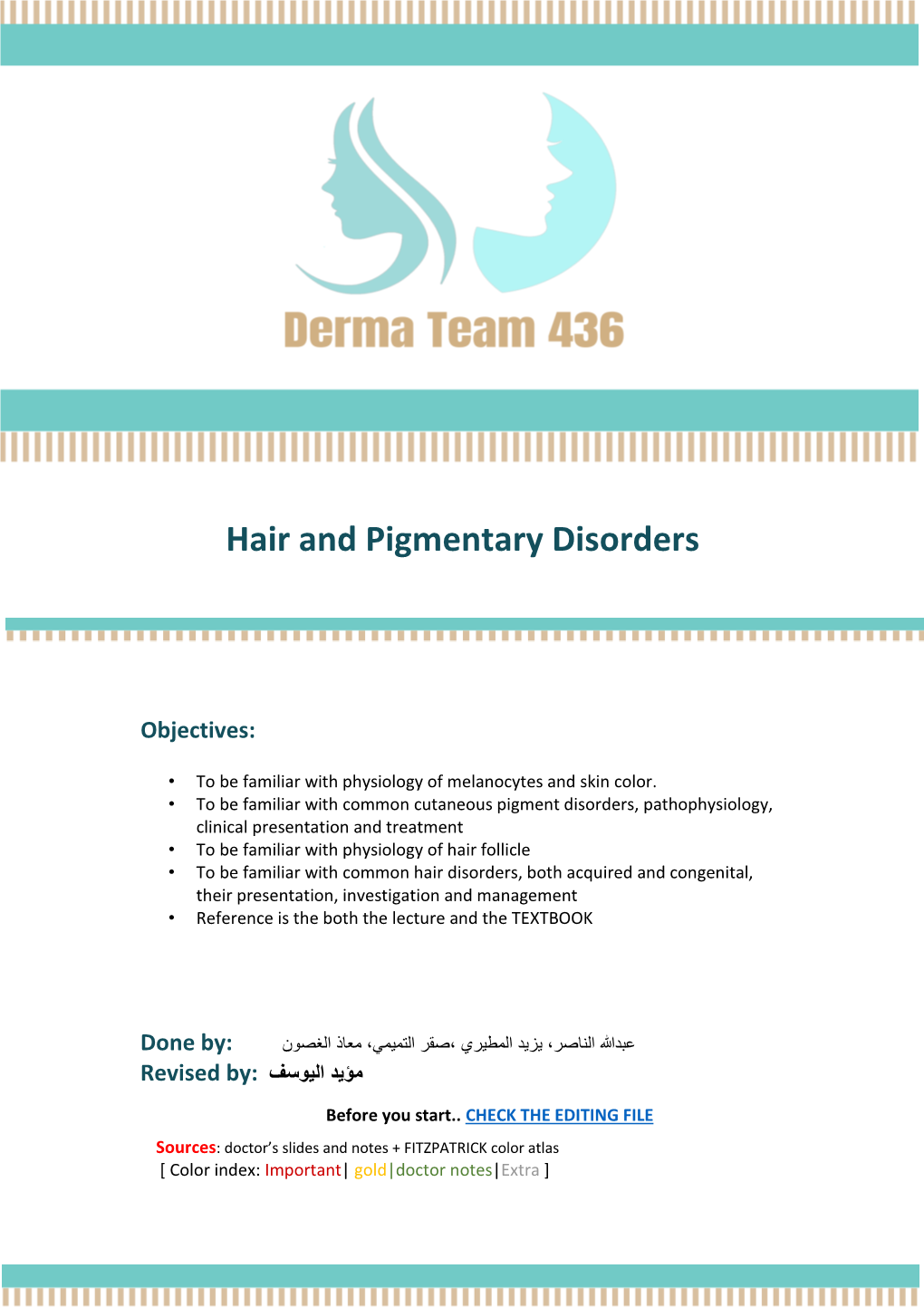 Hair and Pigmentary Disorders