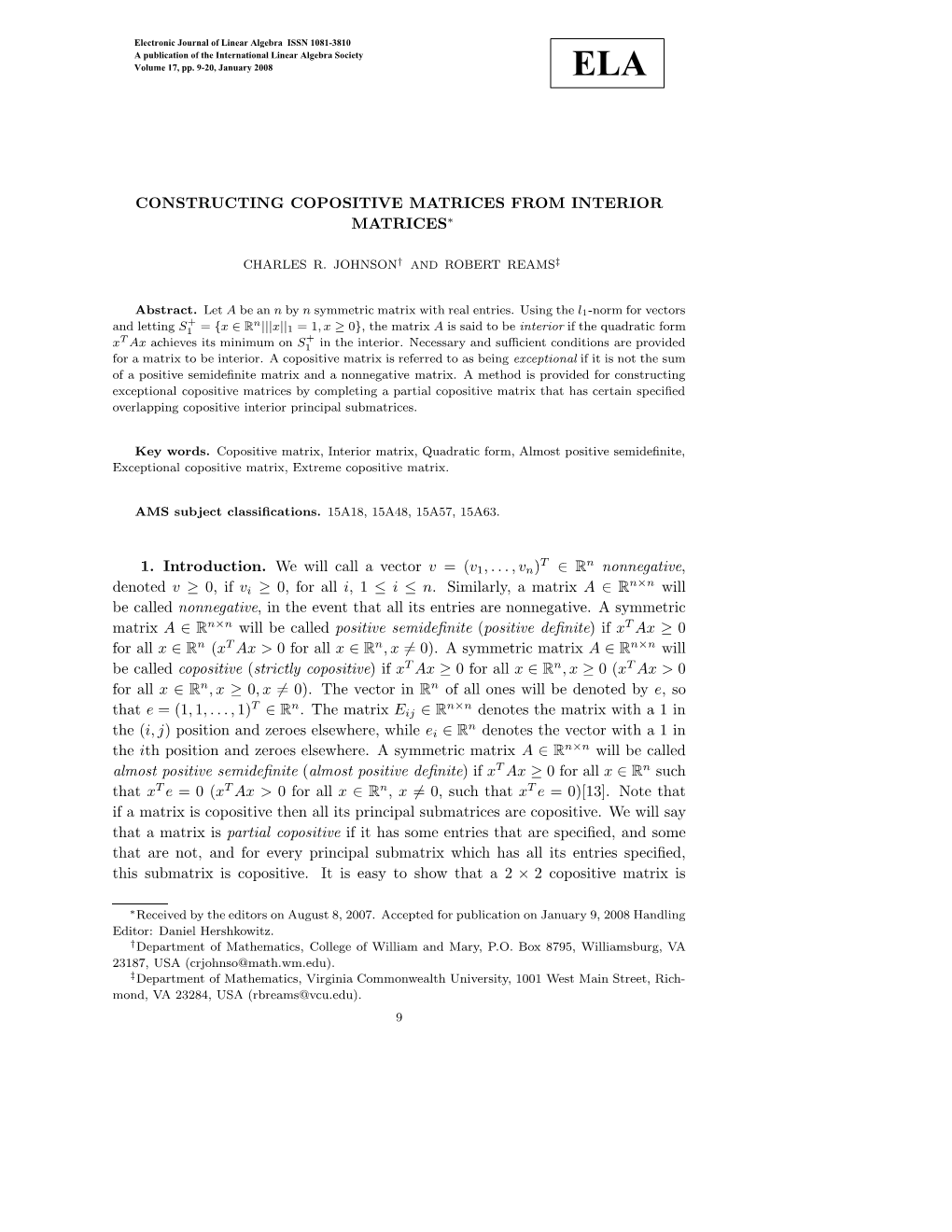 Constructing Copositive Matrices from Interior Matrices∗