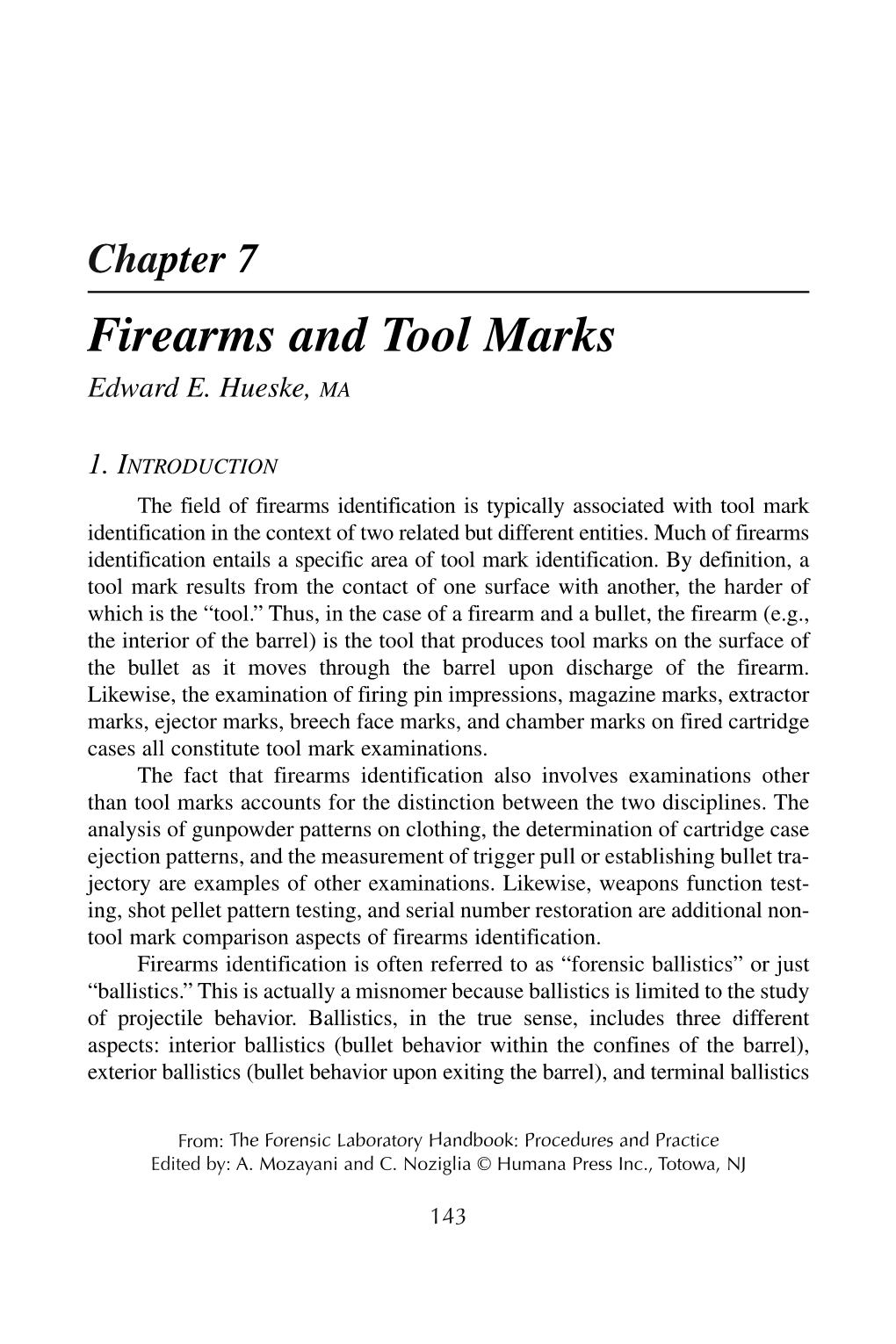 Chapter 7 Firearms and Tool Marks Edward E