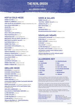 Allergen Menu