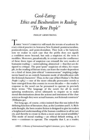 Good-Eating: Ethics and Biculturalism in "The Bone People" Reading