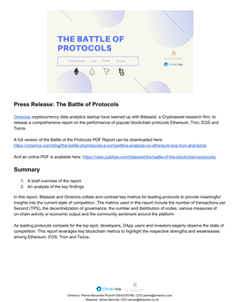 Press Release: the Battle of Protocols