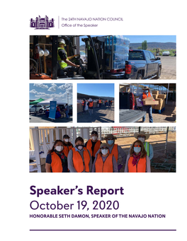 Speaker's Report October 19, 2020