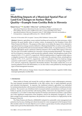 Modelling Impacts of a Municipal Spatial Plan of Land-Use Changes on Surface Water Quality—Example from Goriška Brda in Slovenia