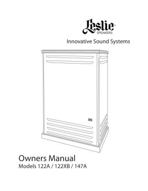 Owners Manual Models 122A / 122XB / 147A IMPORTANT SAFETY INSTRUCTIONS