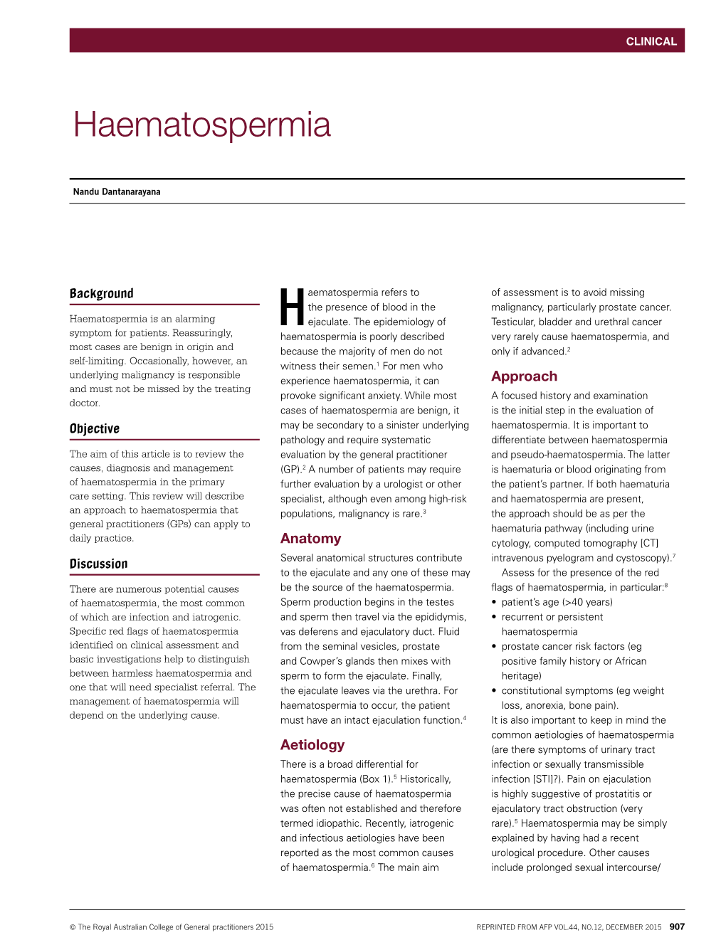 Haematospermia