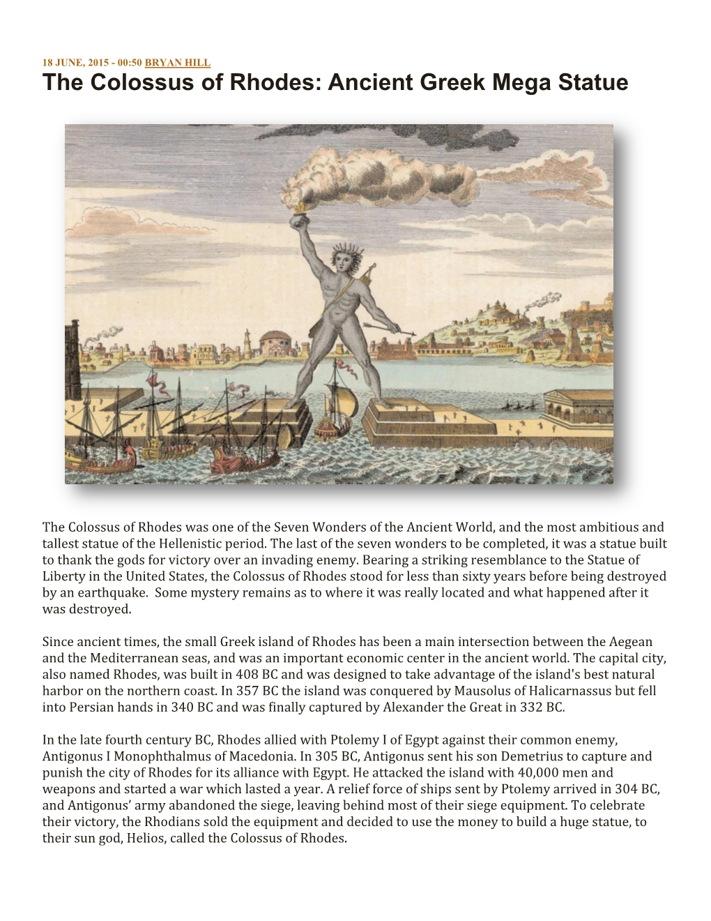 The Colossus of Rhodes: Ancient Greek Mega Statue - DocsLib