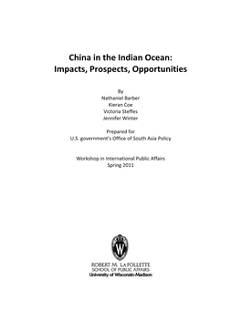 China in the Indian Ocean: Impacts, Prospects, Opportunities
