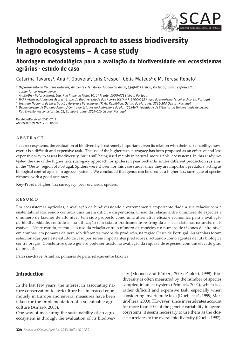 Methodological Approach to Assess Biodiversity in Agro