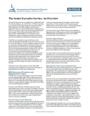 The Senior Executive Service: an Overview