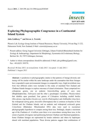 Exploring Phylogeographic Congruence in a Continental Island System