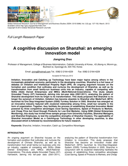 A Cognitive Discussion on Shanzhai: an Emerging Innovation Model