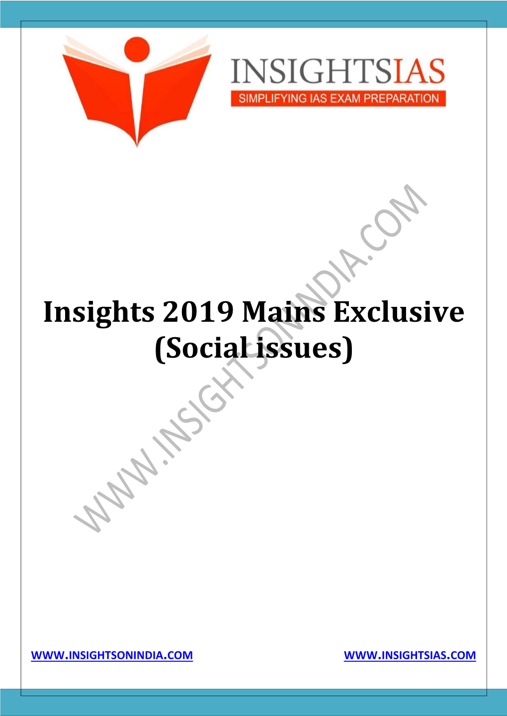 Insights 2019 Mains Exclusive (Social Issues)