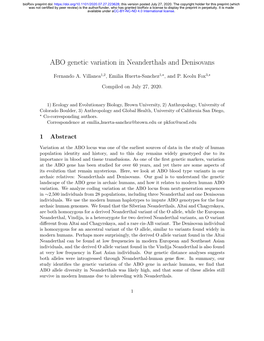 ABO Genetic Variation in Neanderthals and Denisovans