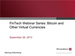Fintech Webinar Series: Bitcoin and Other Virtual Currencies