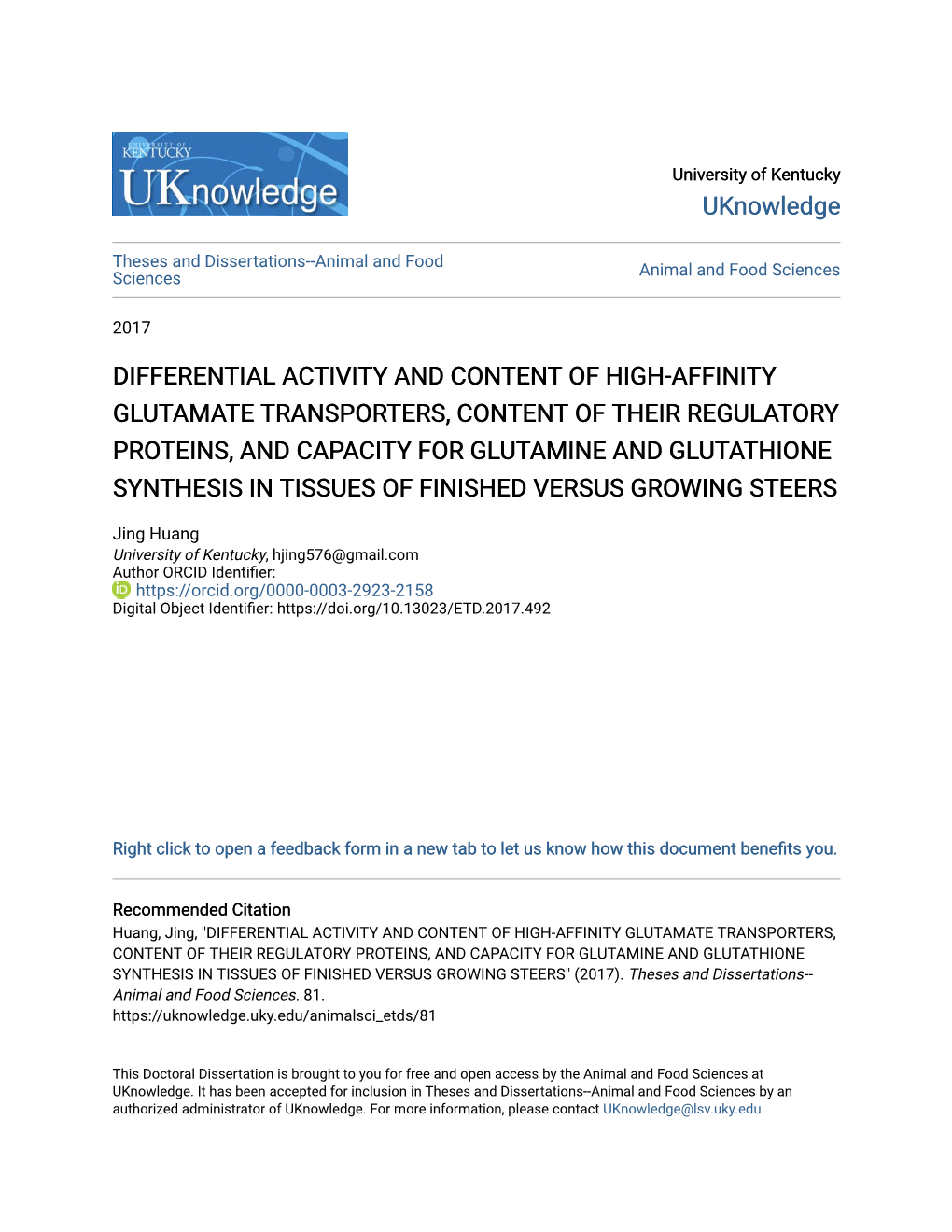 Differential Activity and Content of High-Affinity Glutamate Transporters