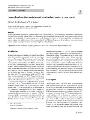 Unusual and Multiple Variations of Head and Neck Veins: a Case Report