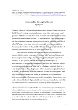 1 Steiner and the Theosophical Current Egil Asprem This Sixth