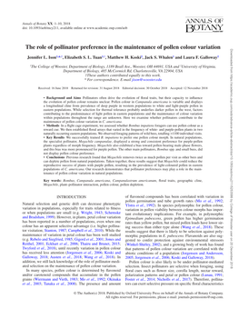 The Role of Pollinator Preference in the Maintenance of Pollen Colour