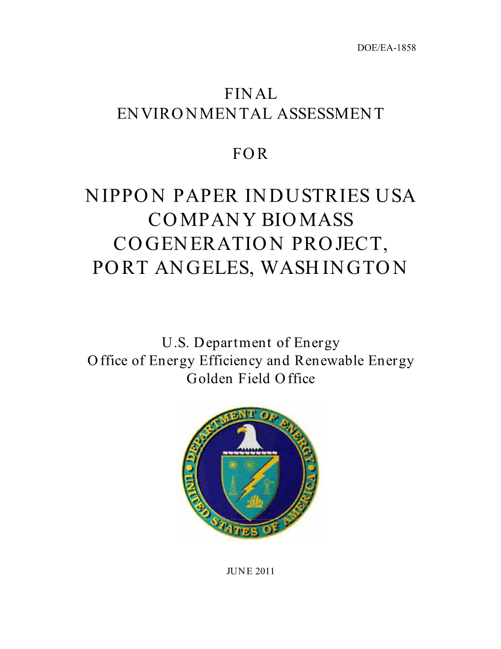 Nippon Paper Industries Usa Company Biomass Cogeneration Project, Port Angeles, Washington