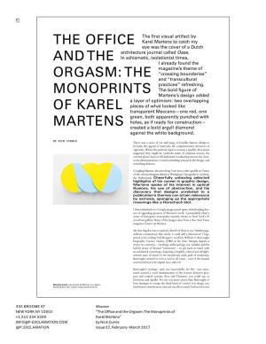 The Office and the Orgasm: the Monoprints of Karel Martens