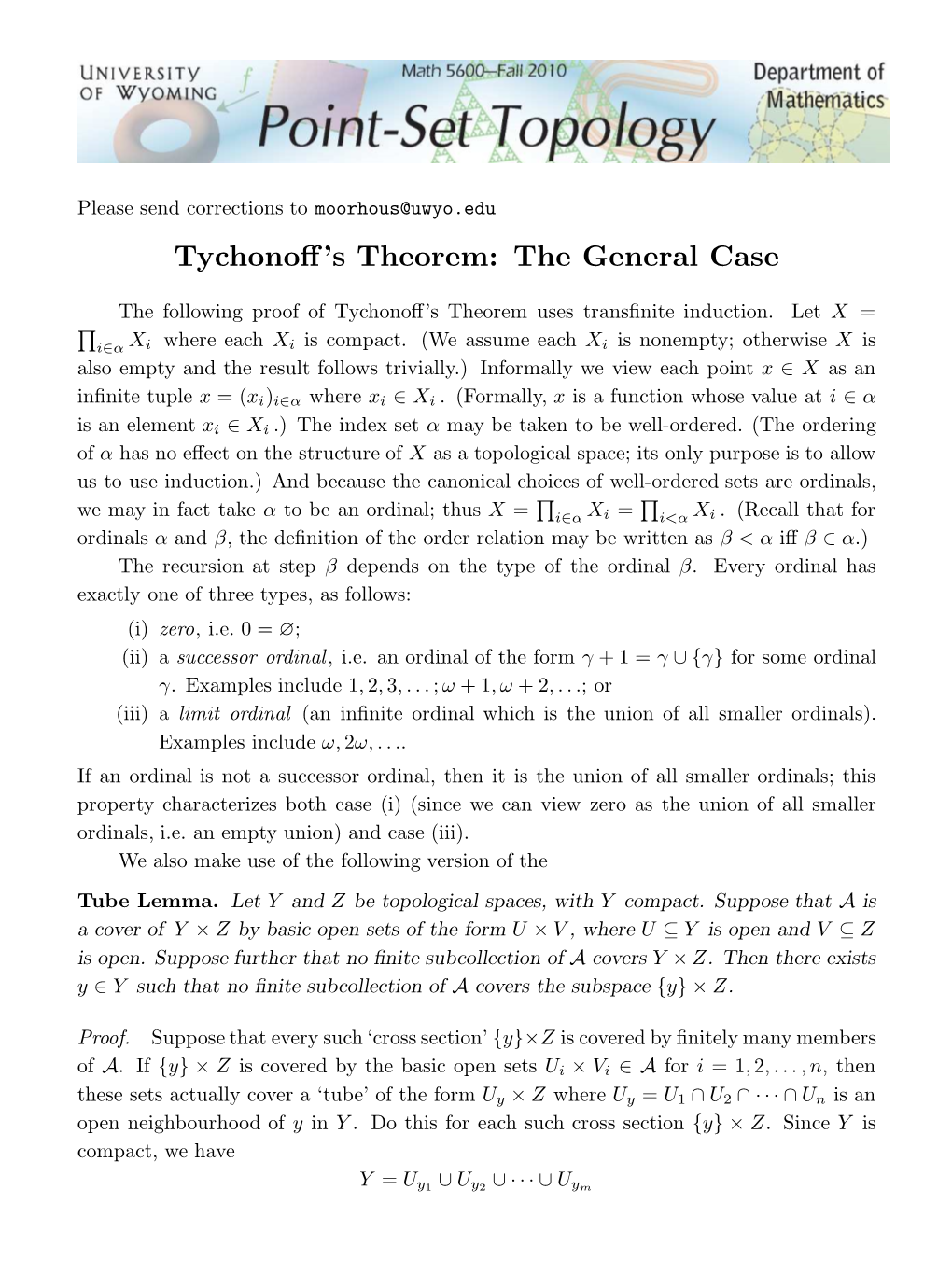 Tychonoff's Theorem: the General Case