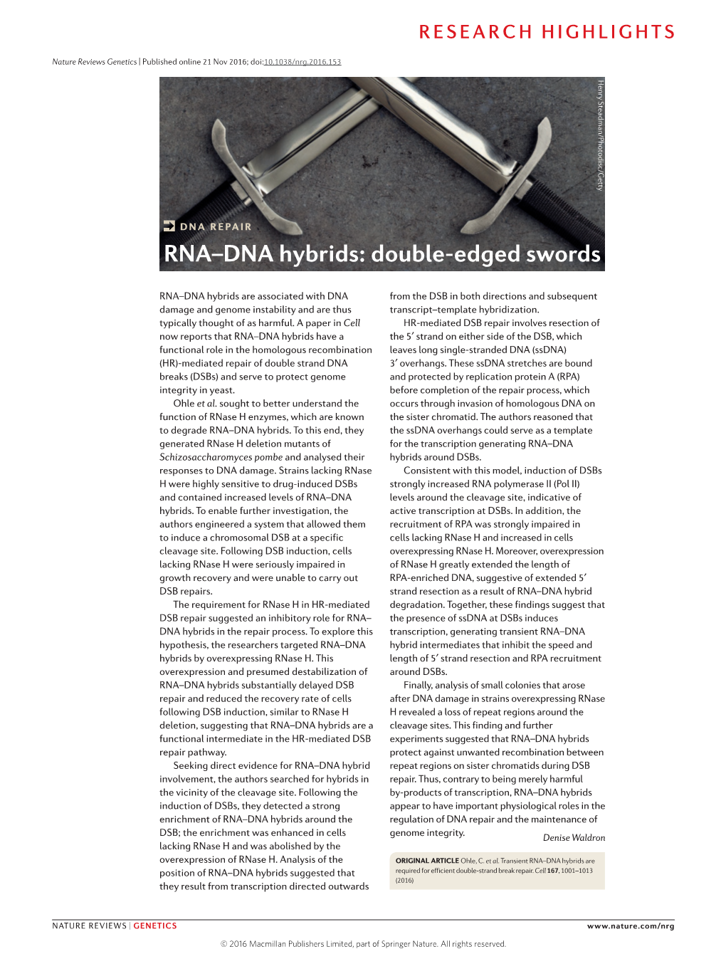 RNA–DNA Hybrids: Double-Edged Swords