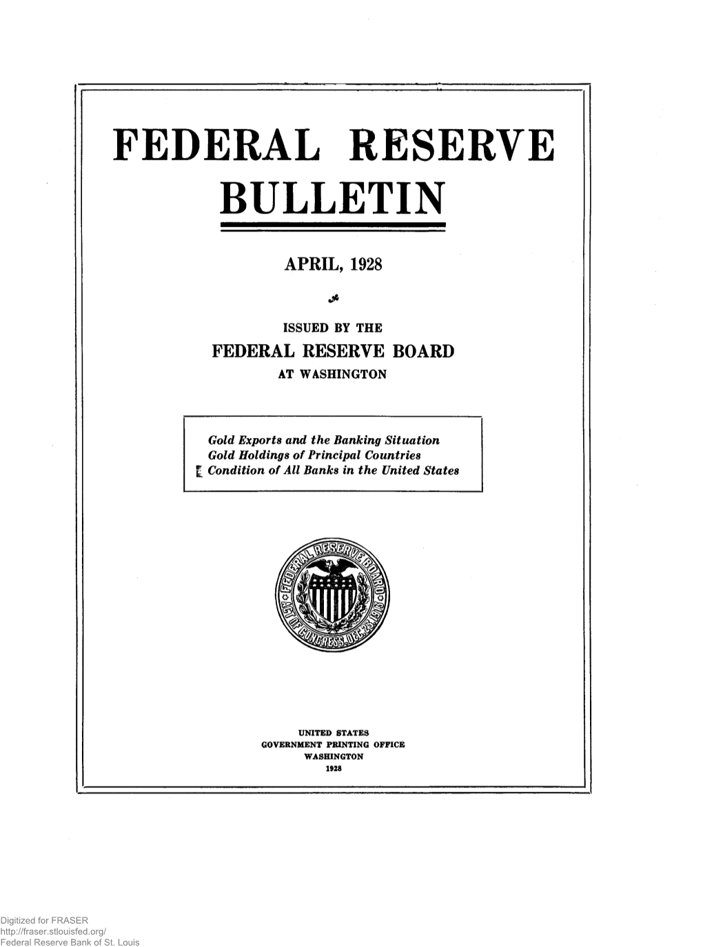 Federal Reserve Bulletin April 1928