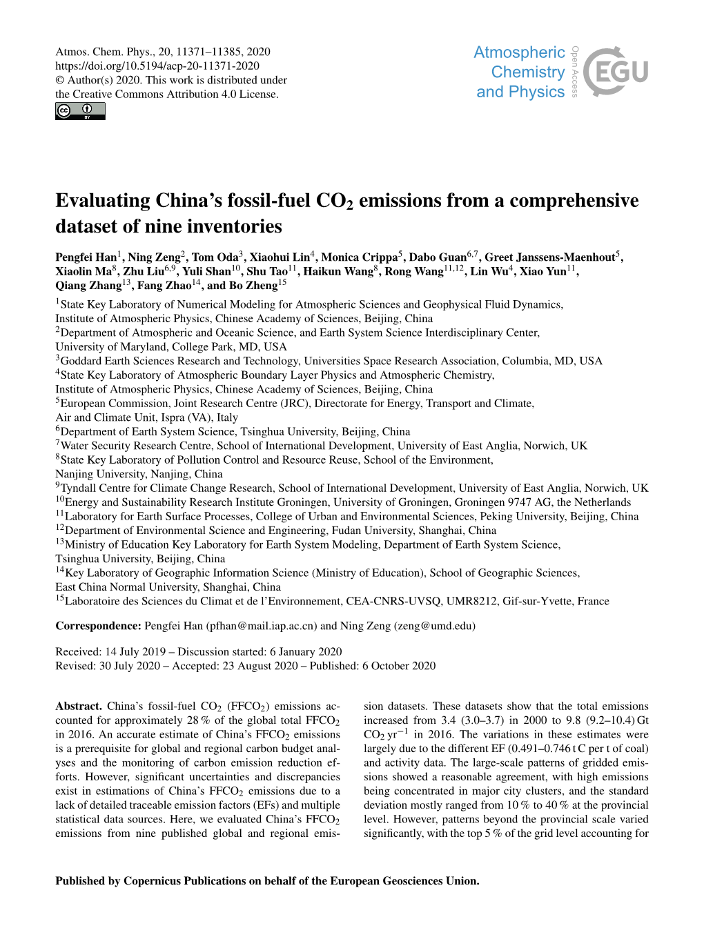 Evaluating China's Fossil-Fuel CO2 Emissions from a Comprehensive