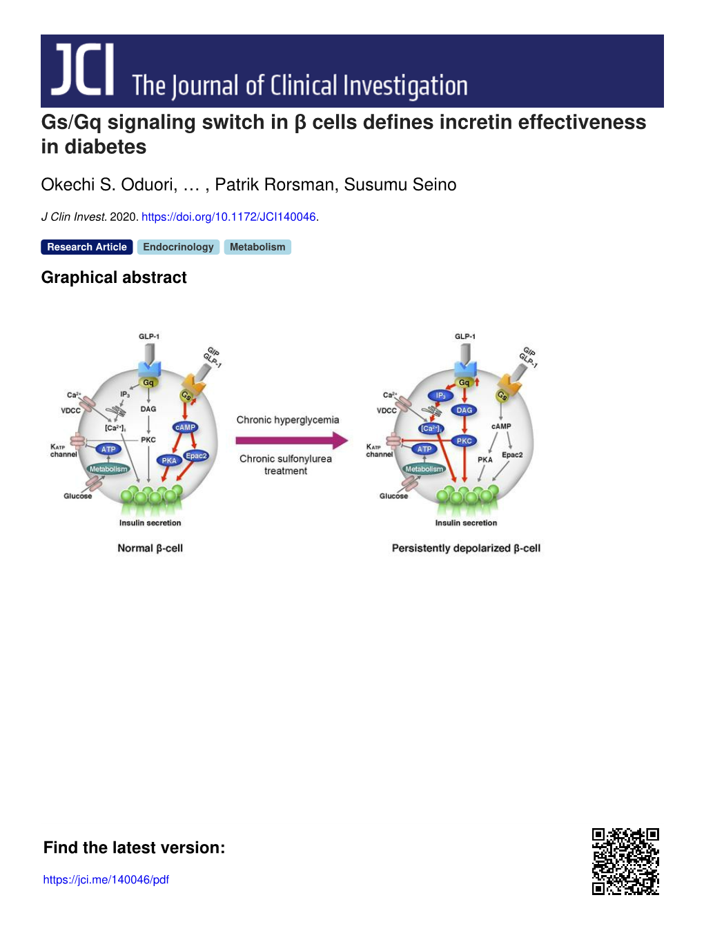 Gs/Gq Signaling Switch in Β Cells Defines Incretin Effectiveness in Diabetes