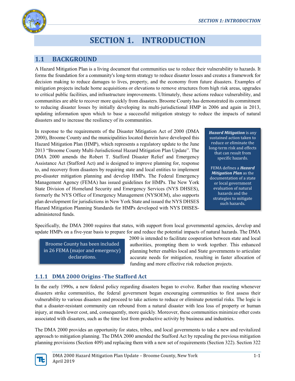 Sections 1-4. Introduction, Plan Adoption